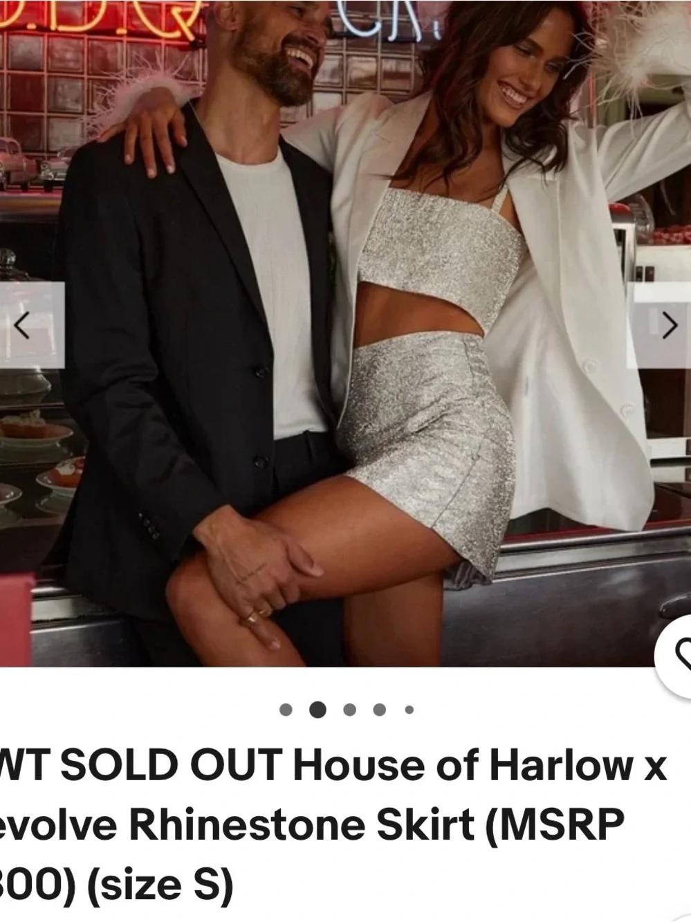 Revolve x House of Harlow 1960 Silver Rhinestone skirt